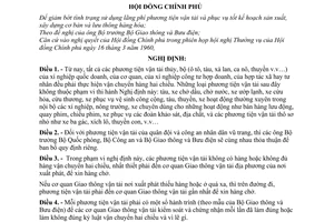 Nghị định 14-CP quy định thể lệ vận chuyển hàng hai chiều