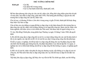 Chỉ thị 123-TTg vấn đề xe đạp công