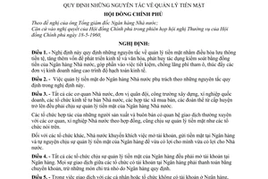 Nghị định 15-CP quy định những nguyên tắc về quản lý tiền mặt