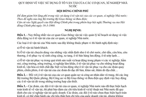 Nghị định 16-CP sử dụng ô tô vận tải của các cơ quan, xí nghiệp Nhà nước