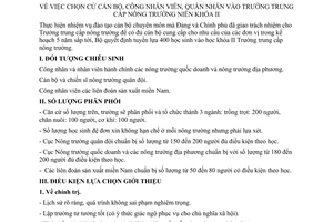 Thông tư 01-NT/TT chọn cử cán bộ, công nhân viên, quân nhân vào Trường trung cấp nông trường niên khóa II