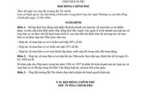 Nghị định 22-CP quy định tạm thời mức lãi mà các hợp tác xã mua bán cơ sở phải nộp cho Nhà nước