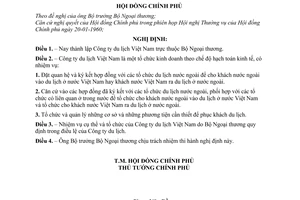 Nghị định 26-CP thành lập Công ty du lịch Việt Nam