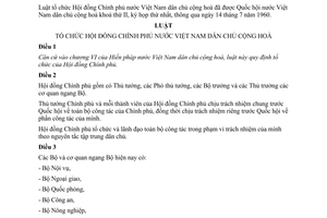 Luật tổ chức Hội đồng Chính phủ 1960 18/LCT