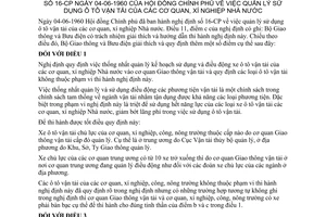 Thông tư 16-VT quản lý sử dụng ô tô vận tải cơ quan, xí nghiệp Nhà nước giải thích nghị định 16-CP