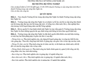 Quyết định 03-NN/QĐ  chuyển Trường bổ túc trung cấp nông lâm Nghệ An thành Trường trung cấp nông lâm Nghệ An
