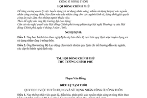 Nghị định 36-CP điều lệ tạm thời quy định việc tuyển dụng và sử dụng nhân công ở nông thôn