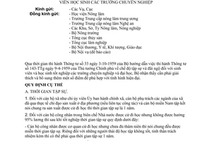Thông tư 05-NN/TT chế độ tập sự sinh viên học sinh trường chuyên nghiệp