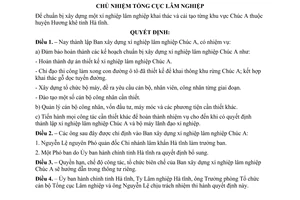 Quyết định 111-LN/QĐ thành lập Ban xây dựng xí nghiệp lâm trường Chúc A tỉnh Hà tĩnh