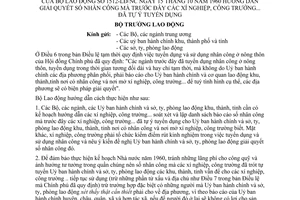 Thông tư 1512-LĐ/NC giải quyết nhân công trước đây xí nghiệp công trường tự ý tuyển dụng