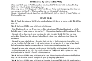 Quyết định 999-BCNN/QĐ thành lập xưởng cơ khí Bộ công nghiệp nhẹ