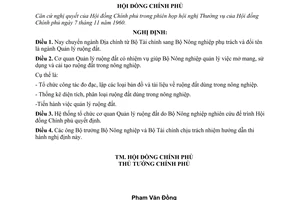 Nghị định 70-CP quy định nhiệm vụ, tổ chức ngành Quản lý ruộng đất