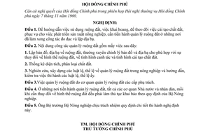 Nghị định 71-CP ấn định công tác quản lý ruộng đất