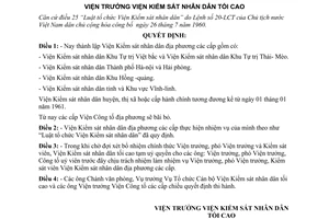 Quyết định  01-QĐ  thành lập Viện Kiểm Sát nhân dân địa phương các cấp