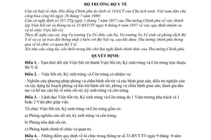 Quyết định 749-BYT/QĐ đổi tên Viện Sốt rét