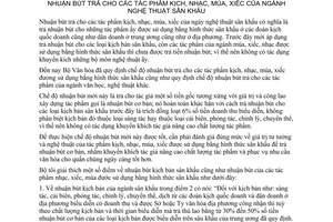 Thông tư 774-VH/TC chế độ nhuận bút trả tác phẩm kịch, nhạc, múa, xiếc ngành nghệ thuật sân khấu hướng dẫn Quyết định 170-VH/QĐ