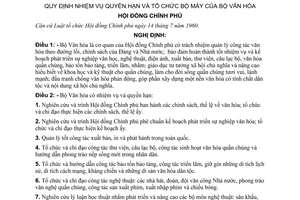 Nghị định 135-CP quy định nhiệm vụ quyền hạn và tổ chức bộ máy của Bộ Văn hóa