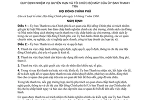Nghị định 136-CP quy định nhiệm vụ quyền hạn và tổ chức bộ máy của Ủy ban Thanh tra