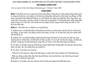 Nghị định 166-CP quy định nhiệm vụ, quyền hạn và tổ chức bộ máy của Bộ Kiến trúc