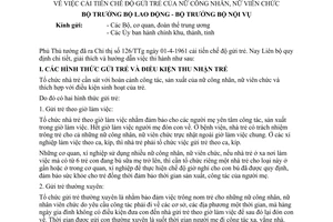 Thông tư 18-TT/LB cải tiến chế độ gửi trẻ nữ công nhân viên chức hướng dẫn thi hành Chỉ thị 126/TTg