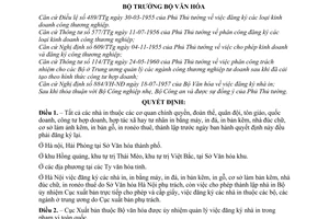 Quyết định 570-VH/QĐ thành lập nhà in và đăng ký các phương tiện in