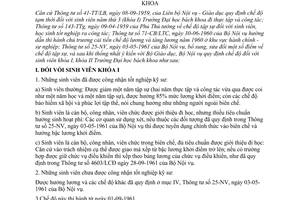 Thông tư 52-NV chế độ sinh viên khóa I, khóa II Trường Đại học bách khoa