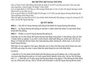 Quyết định 804-BNT/TCCB thành lập Sở Ngoại thương Hải phòng