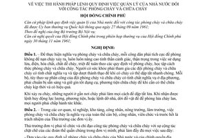 Nghị định 220-CP thi hành pháp lệnh quy định việc quản lý của Nhà nước đối với công tác phòng cháy và chữa cháy