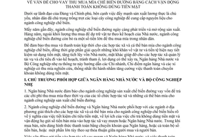 Thông tư liên bộ 04-LB/NH/BCNNhe vấn đề cho vay thu mua mía chế biến đường vận động thanh toán không dùng tiền mặt