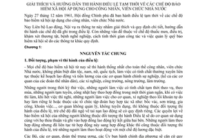 Thông tư liên bộ 01-TT/LB giải thích hướng dẫn điều lệ tạm thời chế độ bảo hiểm xã hội công nhân viên chức Nhà nước