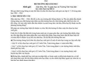 Thông tư 07-TT tổ chức thi chọn học sinh giỏi môn học năm học 1961-1962