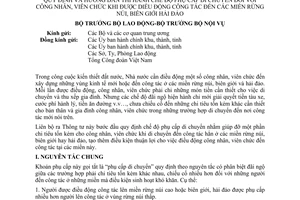 Thông tư liên bộ 04-TT/LB quy định chế độ phụ cấp di chuyển công nhân viên chức điều động công tác miền rừng núi biên giới hải đảo