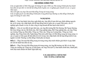 Nghị định 29-CP điều lệ tạm thời quy định những nguyên tắc xử lý trong việc chấp hành chế độ hợp đồng kinh tế