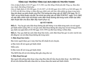 Quyết định 70-QĐ hạ giá cước điện thoại đường dài