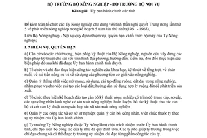 Thông tư liên bộ 01-TT/LB nhiệm vụ quyền hạn tổ chức bộ máy Ty Nông nghiệp