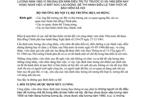 Thông tư liên bộ 22-TT/LB định mức lương công nhân viên chức chưa được xếp lương năm 1960 vì ốm đau điều trị trước 01-05-1960 tạm thời bảo hiểm xã hội