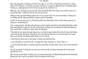 Thông tư 46-TTg quản lý tài sản động sản vắng chủ thành phố thị xã