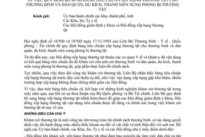 Thông tư liên bộ 10-TT/LB bổ sung bảng tiêu chuẩn xếp hạng thương tật thương binh dân quân du kích thanh niên xung phong bị thương tật