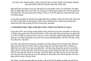 Chỉ thị 1190-NT/LT đẩy mạnh thực hiện chế độ trả lương theo sản phẩm ngành nông trường quốc doanh năm 1962