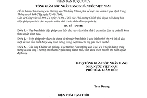 Quyết định 223-QĐ/017  biện pháp tạm thời cho vay sửa chữa nhà ở của nhân dân tự quản lý