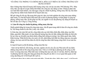 Thông tư 177-UB/CQL công tác phòng chống mưa bão lụt công trường xây dựng cơ bản