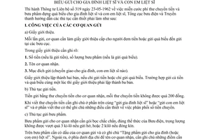 Thông tư 2348-BC/KT hướng dẫn miễn cước phí thư chuyển tiền bưu phẩm đựng quà biếu gửi gia đình con em liệt sĩ