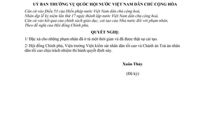 Nghị quyết 125-NQ/TVQH đặc xá cho những phạm nhân cải tạo tốt