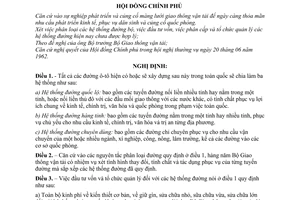 Nghị định 82-CP phân loại các hệ thống đường bộ