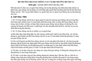 Thông tư liên bộ 256-TT-LB nhiệm vụ quyền hạn cơ quan Giao thông vận tải địa phương