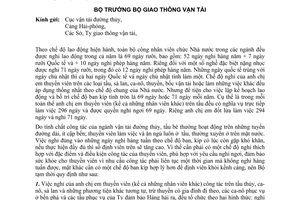 Thông tư 309-LĐTL quy định tạm thời chế độ nghỉ hàng năm thuyền viên