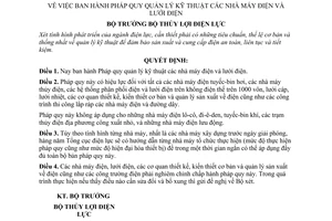 Quyết định 1392-TL-ĐL-QĐ  Pháp quy quản lý kỹ thuật các nhà máy điện và lưới điện