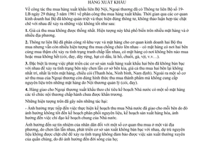 Thông tư liên bộ 20-LB bổ sung phân công tổ chức thu mua sản xuất hàng xuất khẩu