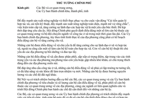 Chỉ thị 08-TTg điều động cán bộ tăng cường cấp xã hợp tác xã
