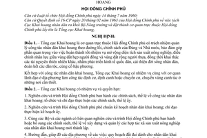 Nghị định 17-CP quy định nhiệm vụ, quyền hạn và tổ chức bộ máy của Tổng cục Khai hoang